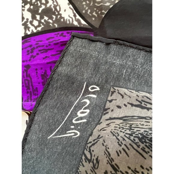 Picasso Large Square Scarf Abstract Face/Body, Purple-Black-Gray-Blue-White - Picture 7 of 7